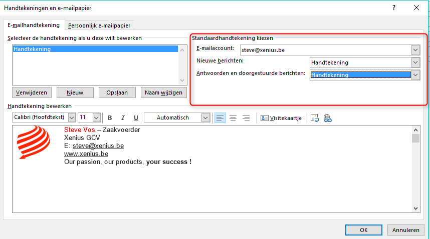 Zorg Ontoegankelijk Staren Het instellen van een e-mail handtekening in Outlook - Xenius